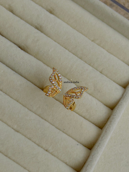 Butterfly adjustable ring gold plated