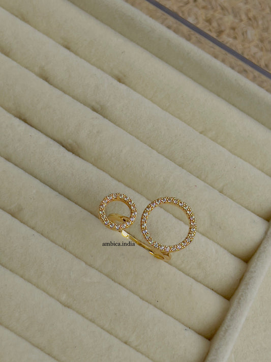 Round Studded adjustable ring gold plated