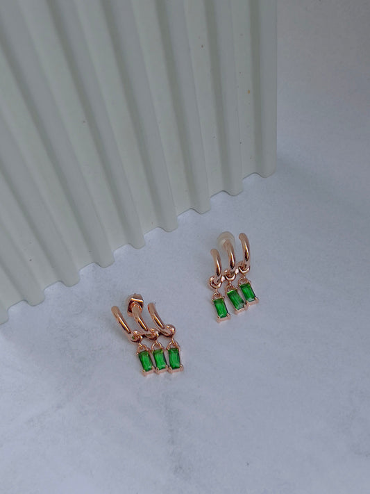 Green Crystal hanging earrings