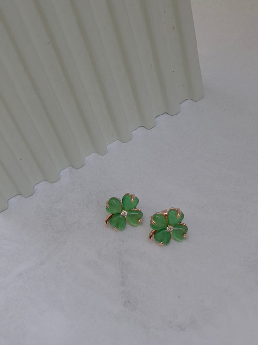 Green flower earrings