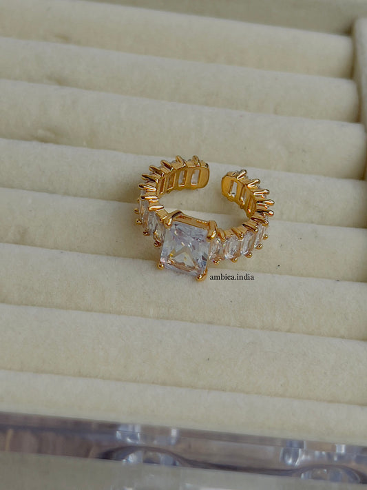 White square crystal adjustable ring 2