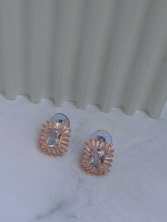 White square crystal earrings