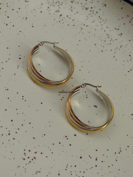 Round hoops (rose gold silver gold line )