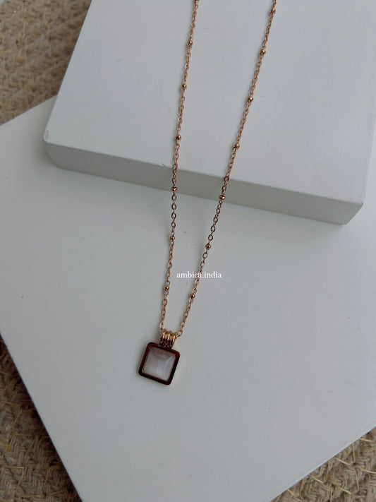 White square necklace