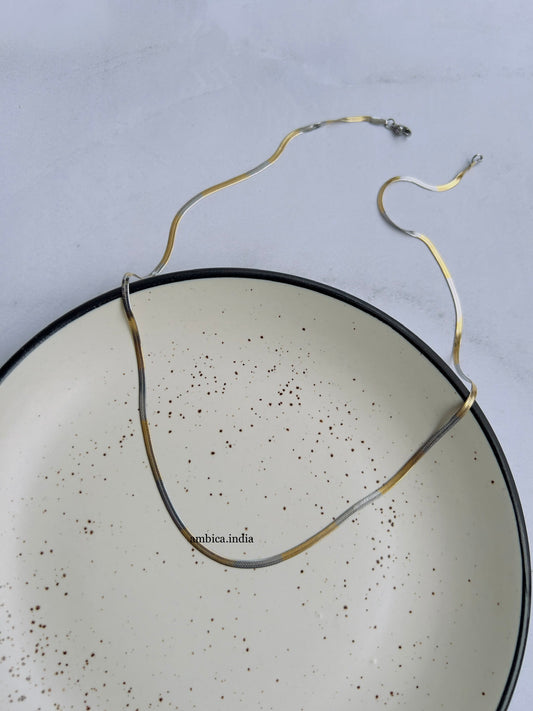 Thick snake long chain silver with gold plated