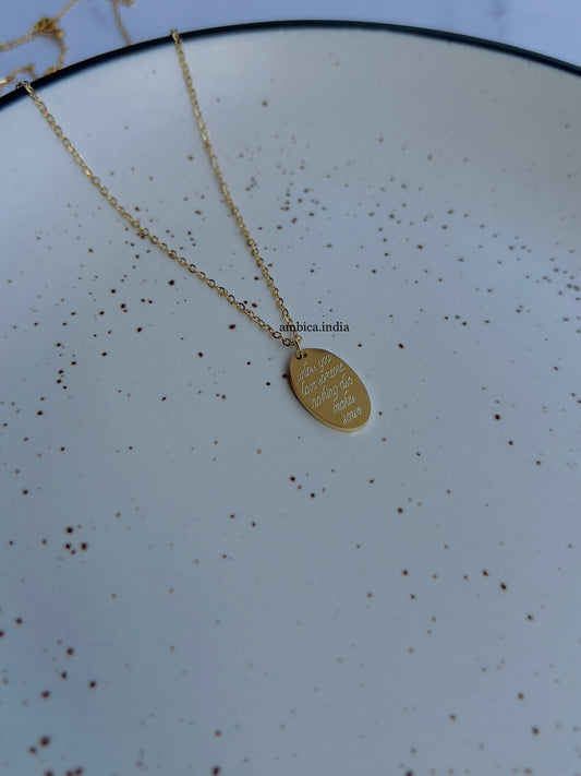 Oval shap necklace written love quotes