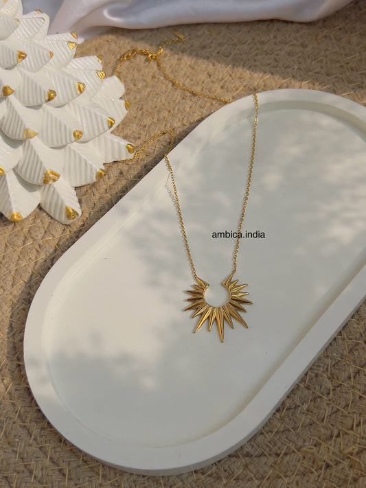 Sun necklace 18k gold plated