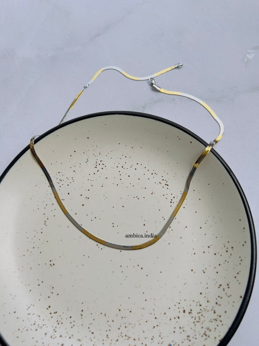 Thick silver with gold plated long chain