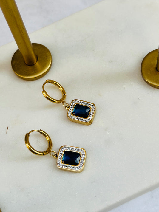 Blue crystal drop earrings