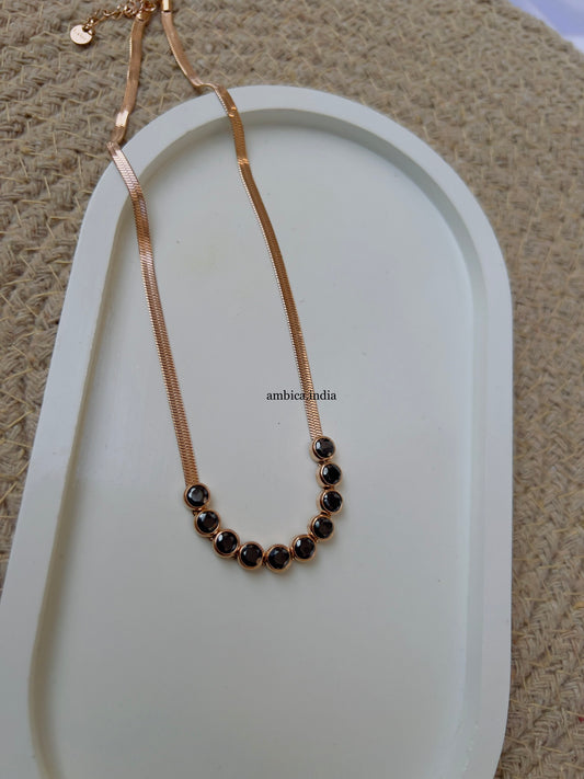 Black round crystal necklace
