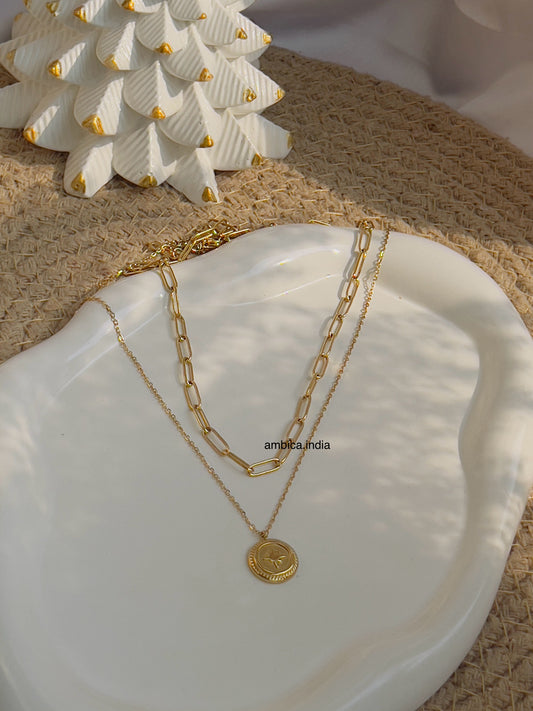 Link layered necklace 18k gold plated