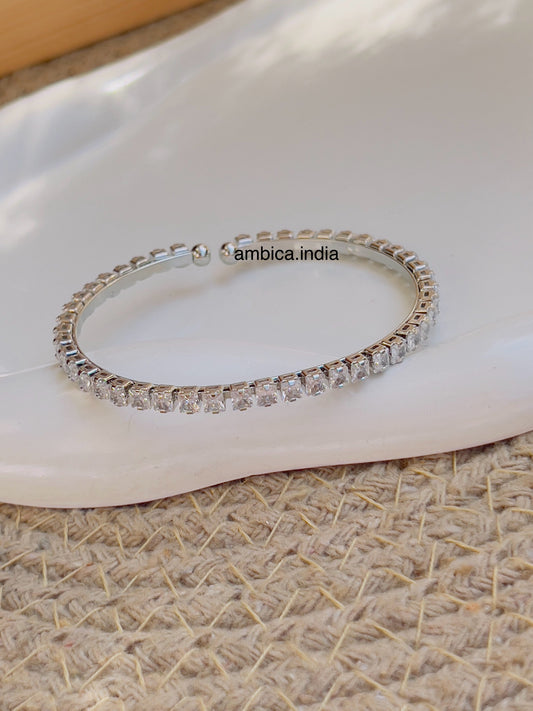 Tennis small crystal bracelet silver plated