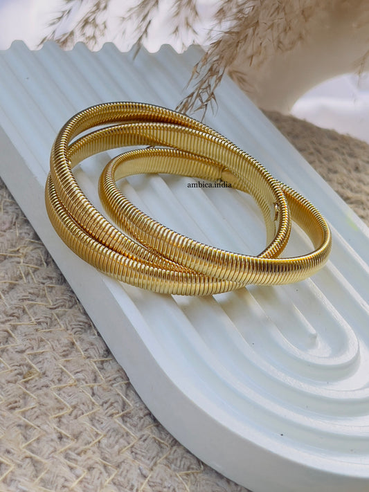 Chunky viper triple layer bracelet 18k gold plated