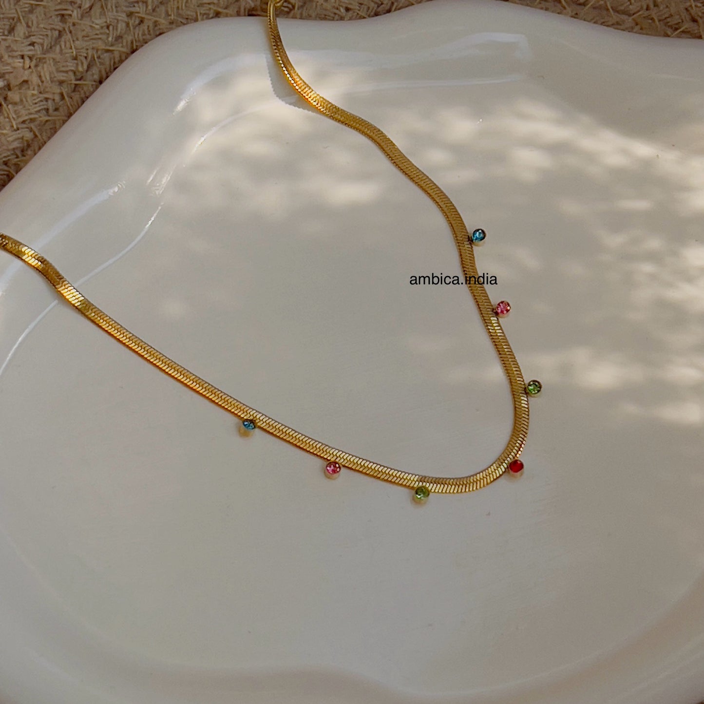 Small multicolour crystal snake chain