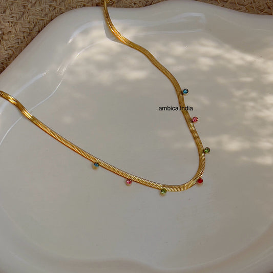 Small multicolour crystal snake chain