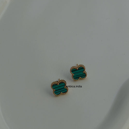 Clover green stud 18k gold plated