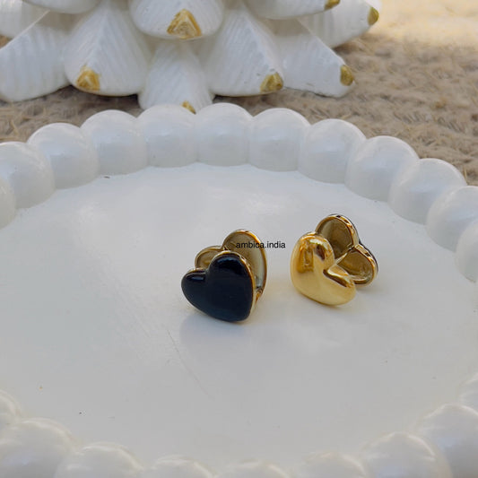Black heart 2 in 1 earrings