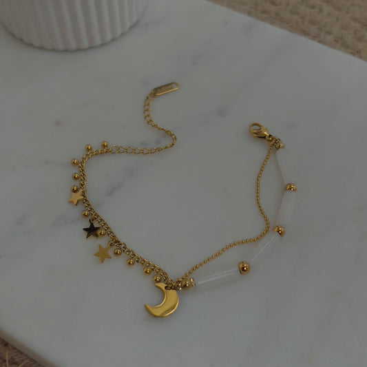 Moon star charm bracelet