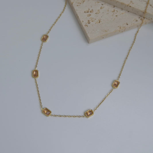 Pink crystal necklace