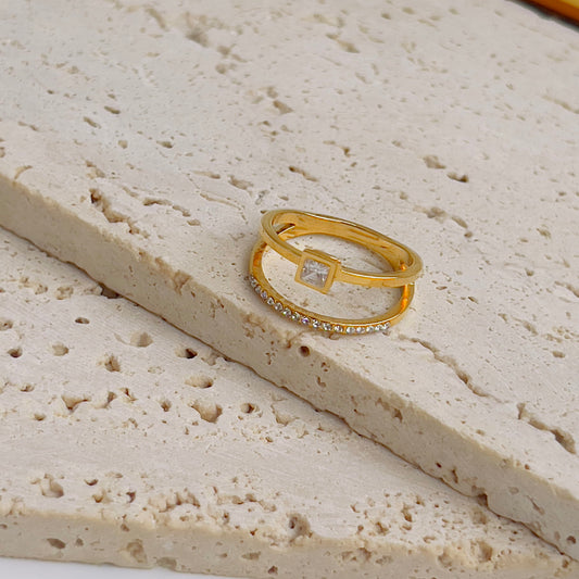 Square crystal ring