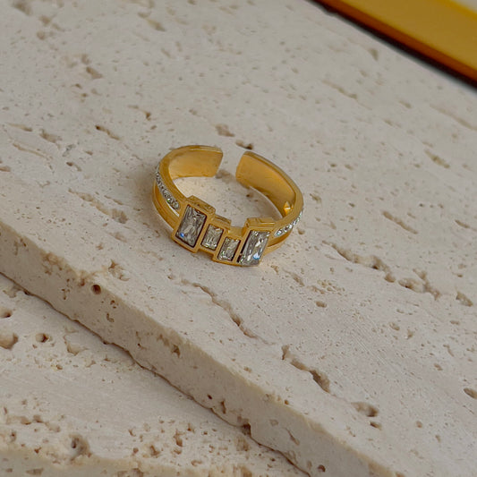 Square crystal ring