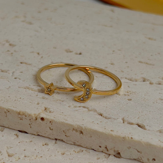 Moon star ring set