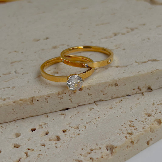 White crystal ring set