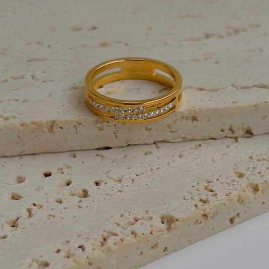Tiny crystal studded band ring