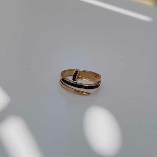 Black crystal studded nail ring