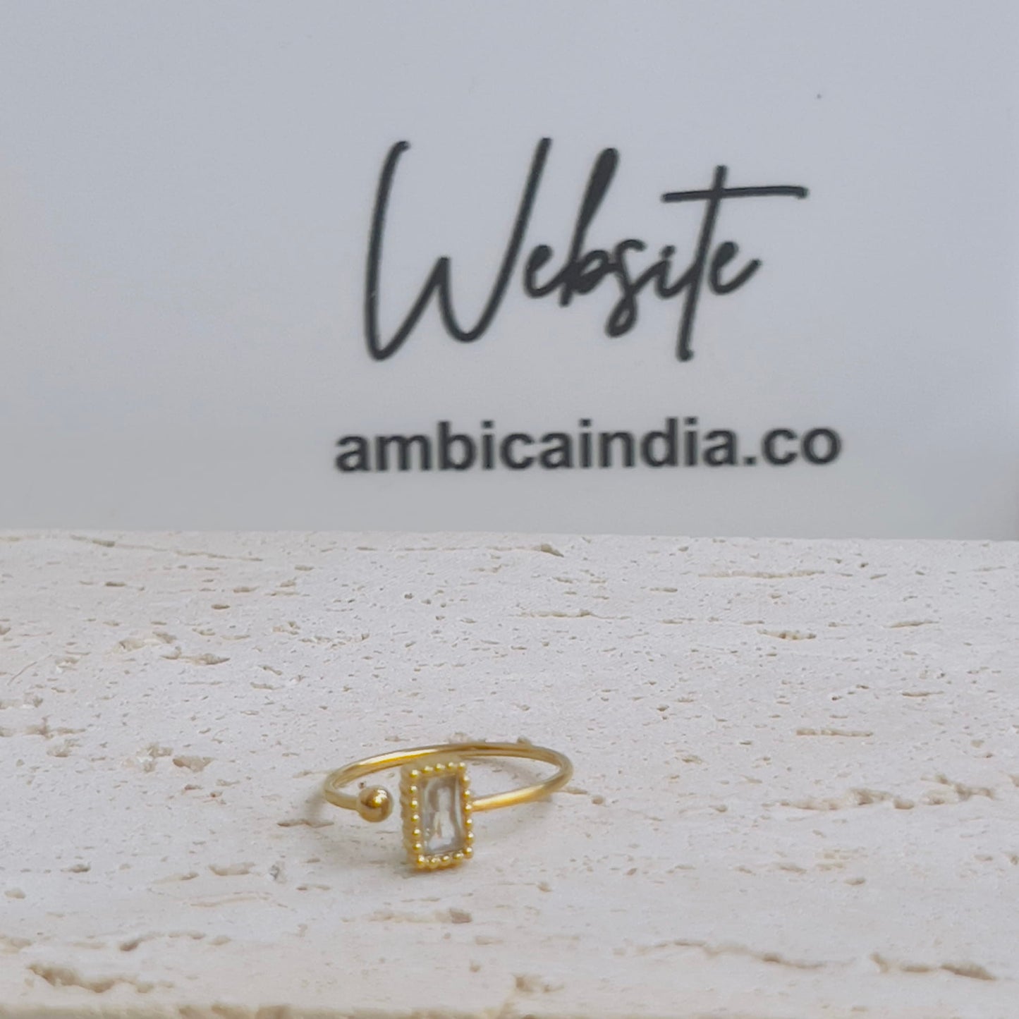 White rectangle crystal ring