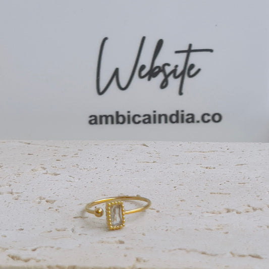 White rectangle crystal ring