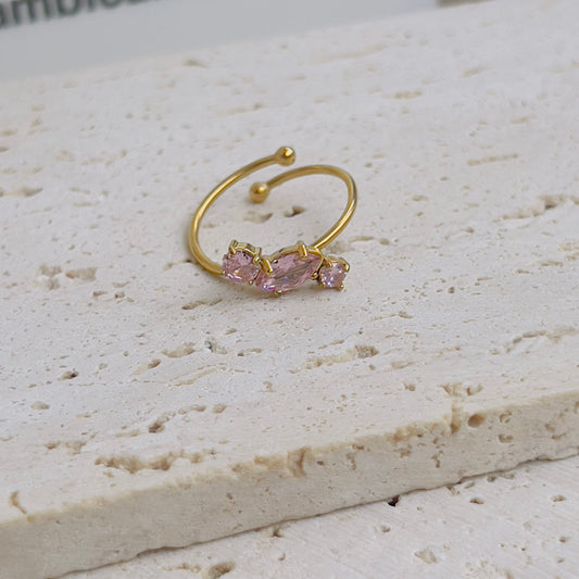 Tiny pink crystal ring