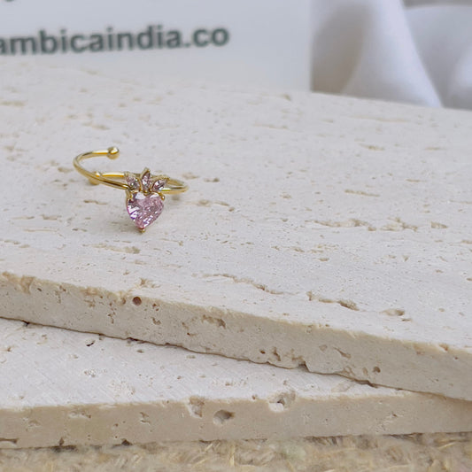 Strawberry pink crystal ring