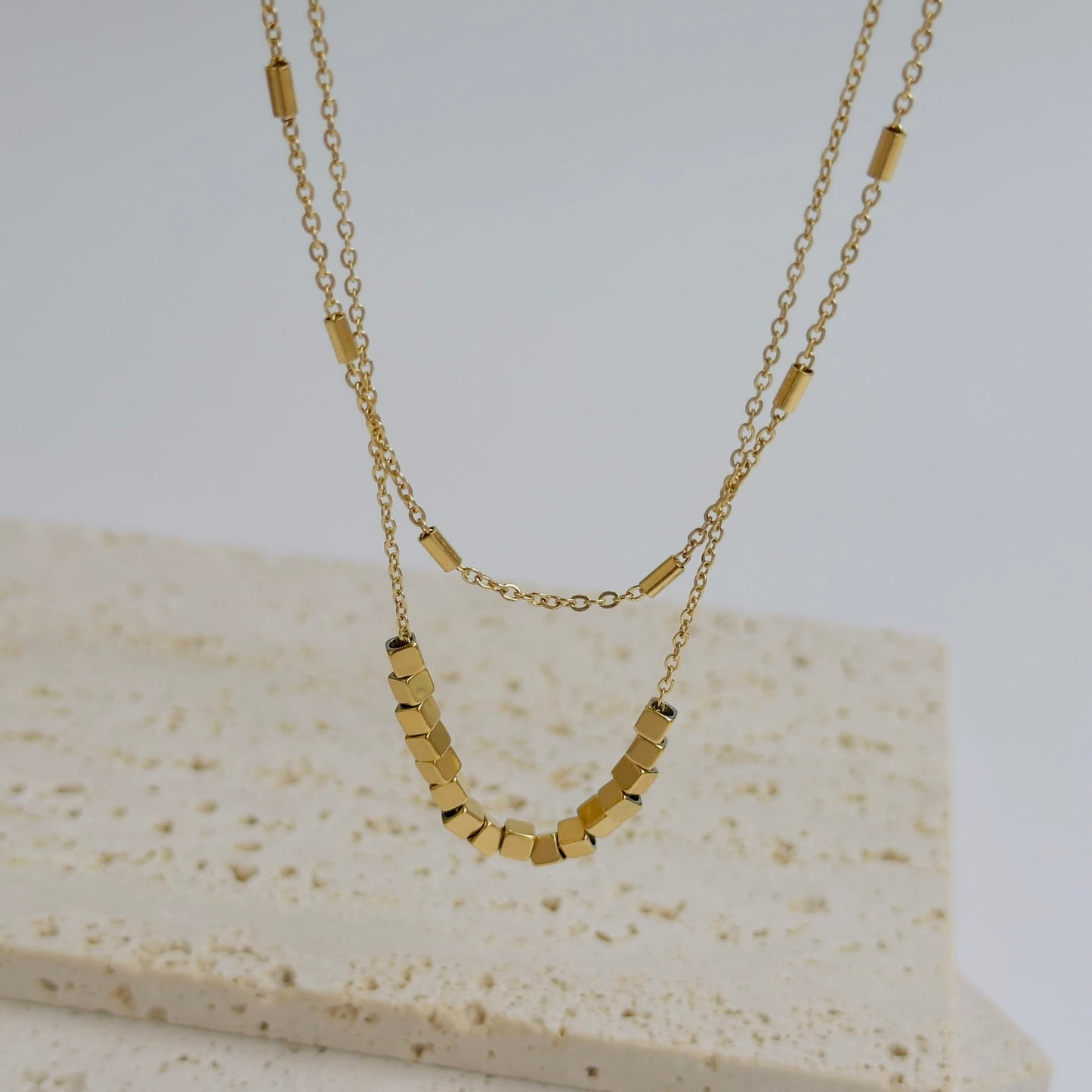 Cube layered necklace