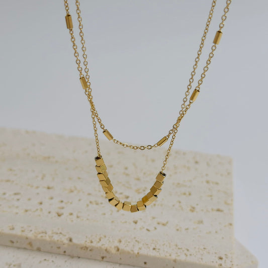 Cube layered necklace