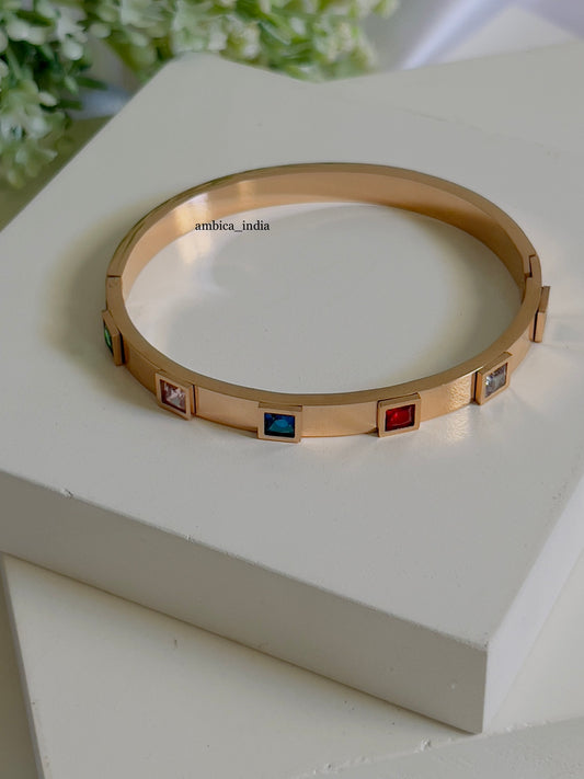 Multicolour square crystal bracelet