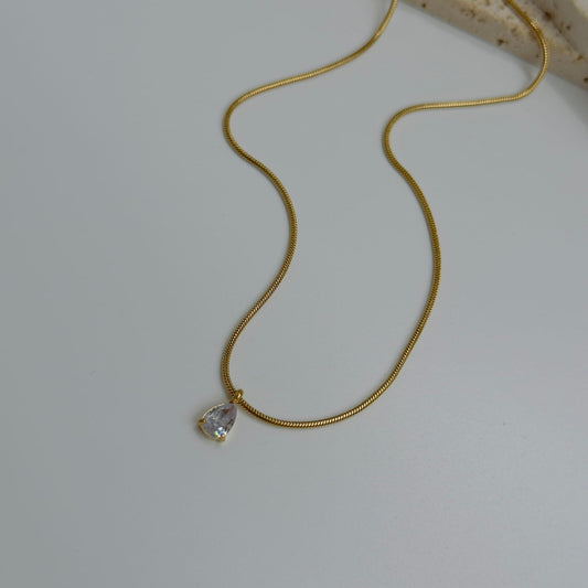White drop crystal necklace