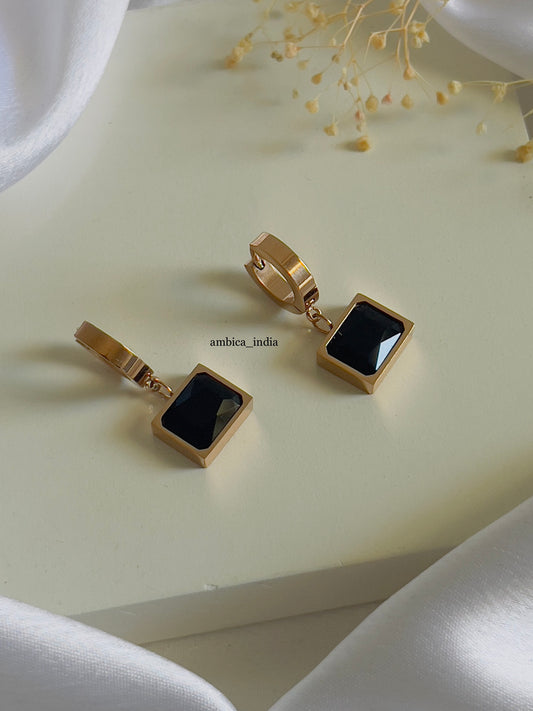 Black crystal drop earrings
