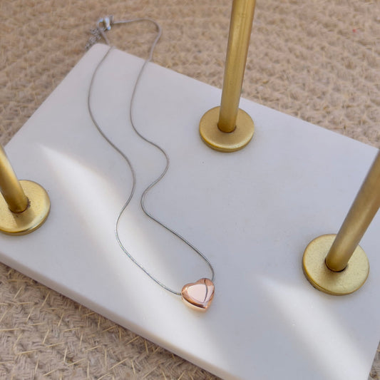 Heart necklace rose gold with silver plated