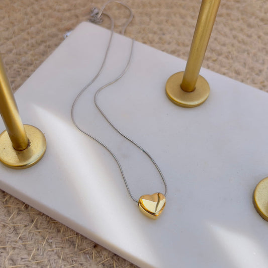 Heart necklace gold with silver