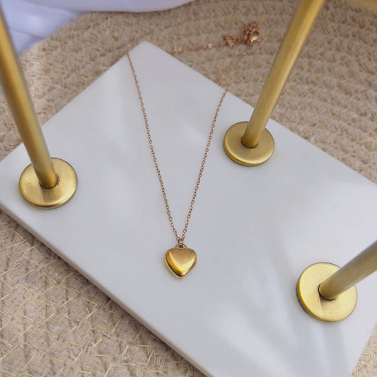 Gold heart with rose gold chain necklace