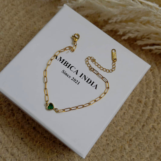 Green heart crystal bracelet