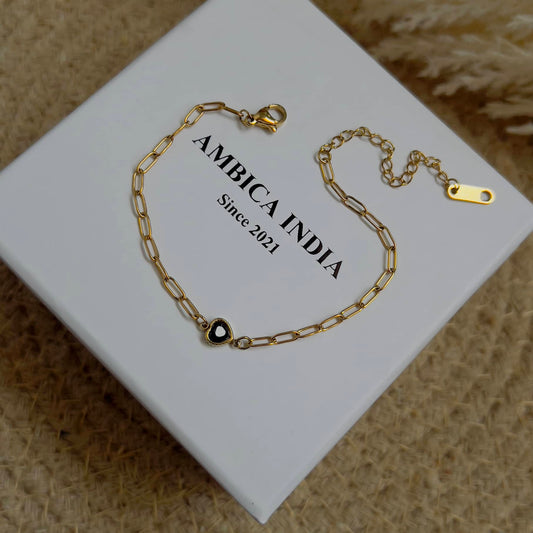 Black heart crystal bracelet