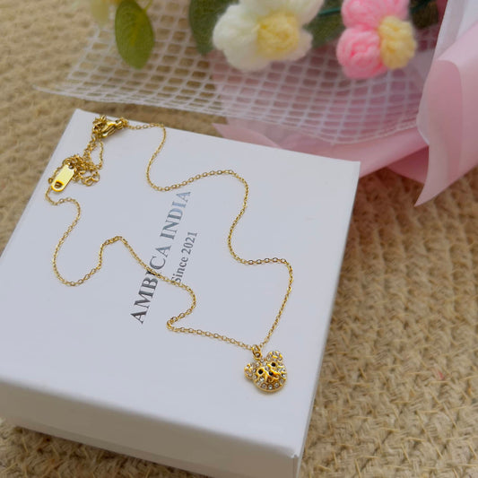 White crystal Teddy bear necklace