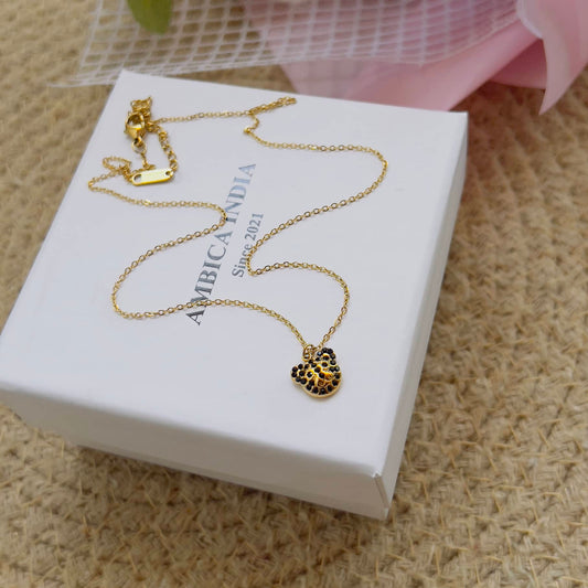 Black crystal Teddy bear necklace