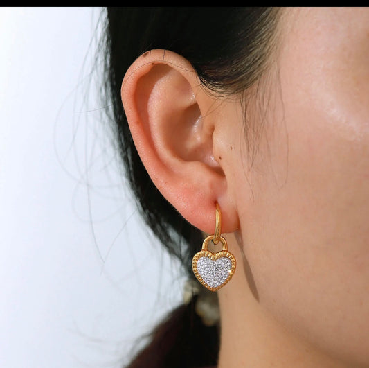 Black heart studded earrings