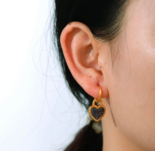White heart crystal hoops