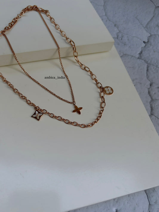 Clover link chain layered necklace
