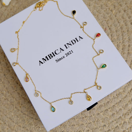 Multicolour crystal necklace