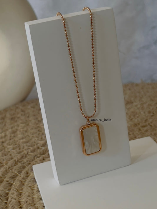 White rectangle pendant with chain